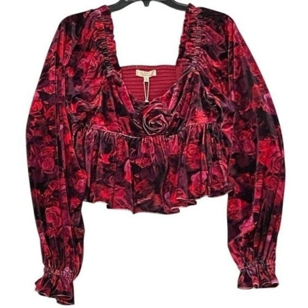 NWT Chelsea & Violet Red Floral Blouse Size Large New